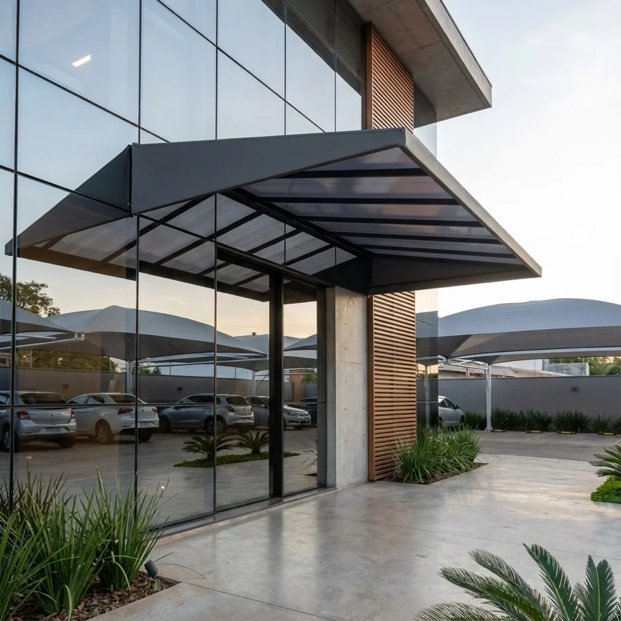 Toldo de Policarbonato Compacto — Toldos e Esquadrias